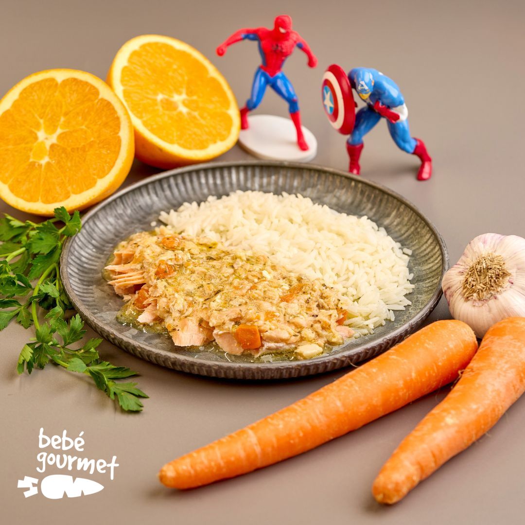 Salmão com Laranja e Arroz Thai